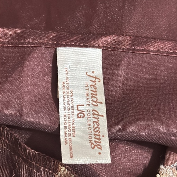 VINTAGE FRENCH DRESSING Brown Satin Cream Lace Camisole Tank Top size L Y2K 90’s - Picture 4 of 6